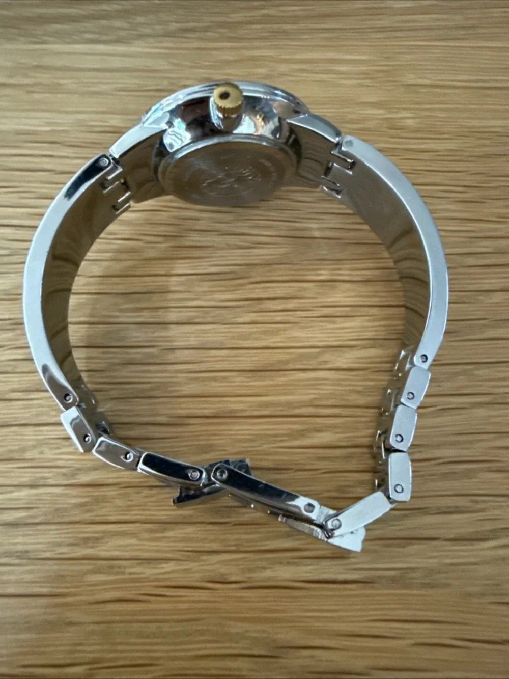Anne Klein Watch w/ Mother Of Pearl Face. Silver & Gold Tone Adjustable Bracelet
